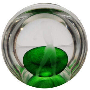 Caithness Scotland Golfer Art Glass Paperweight Crystal & Green 3 1/2"